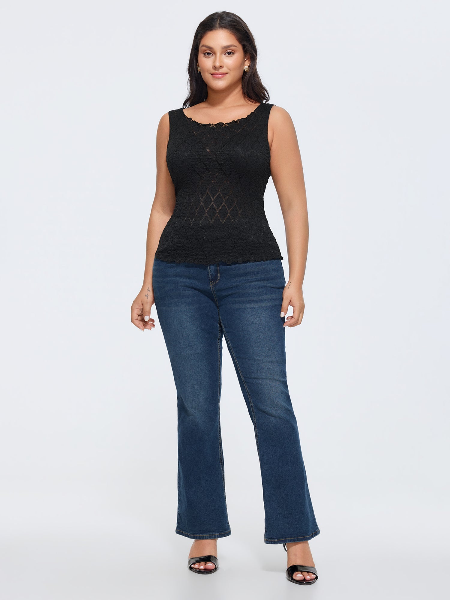 Textured Hollowed-Out Tank Top