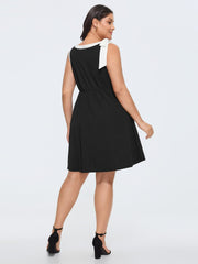 Color Contrast Shoulder-Tie Mini Dress