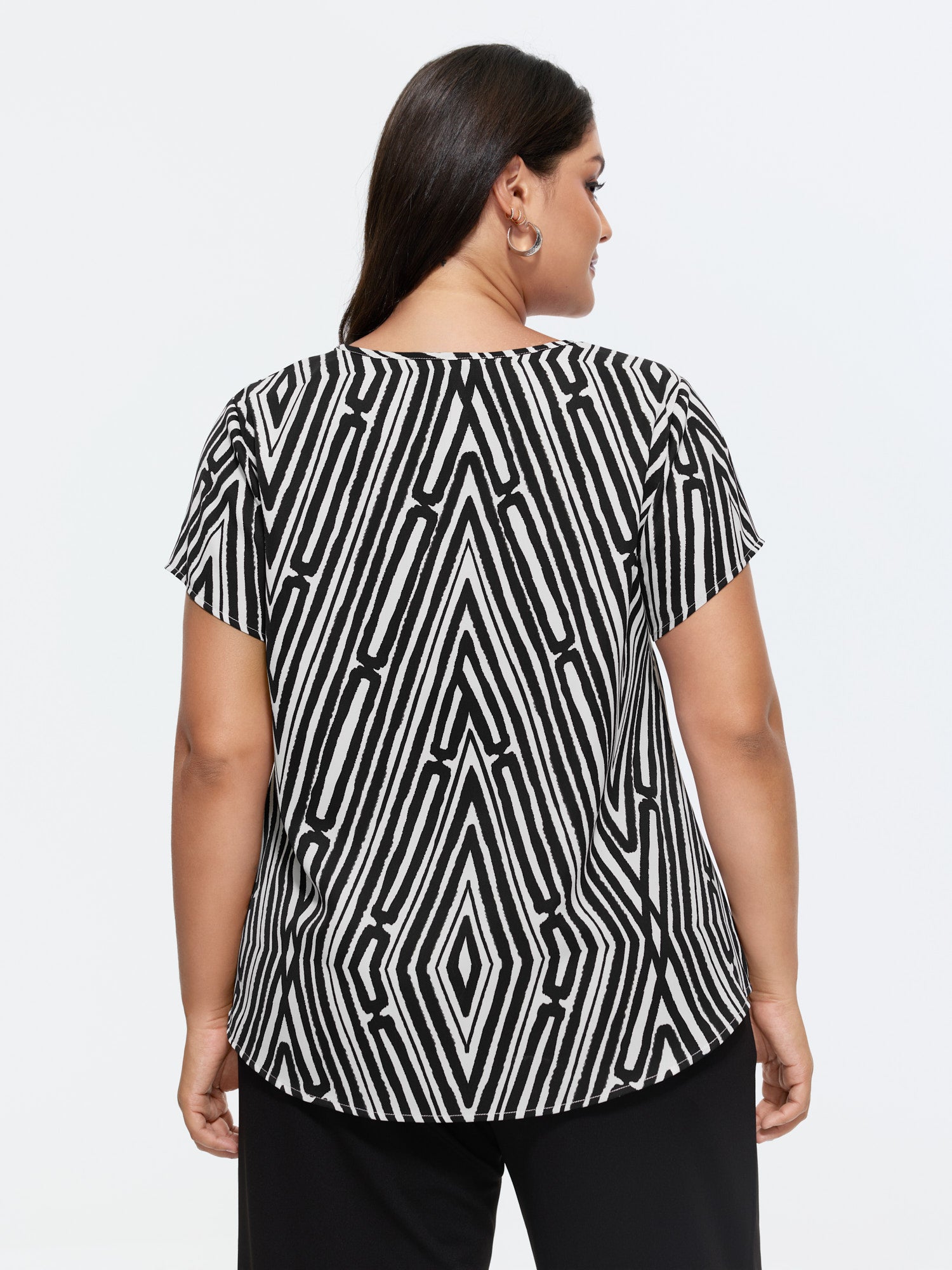 Asymmetrical Stripes Color Contrast Blouse