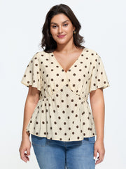 Supersoft Polka Dots V-Neck Blouse