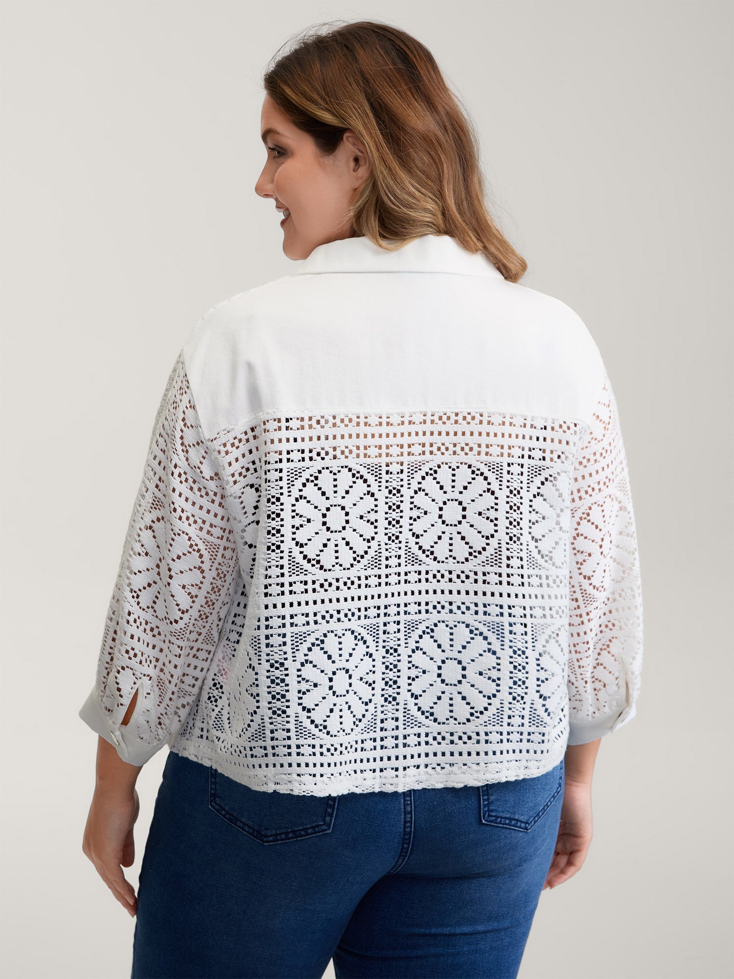 Cut-Out Lace Relaxed-Fit Kimono