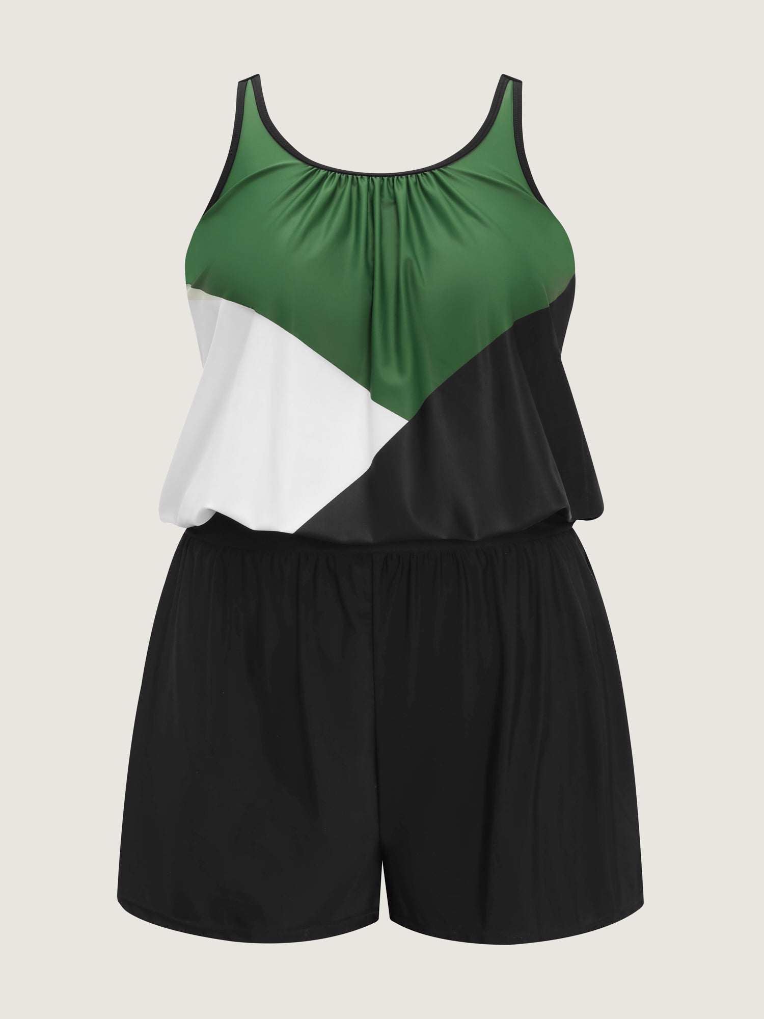 Colorblock Pockets Adjustable One-Piece Swimsuit