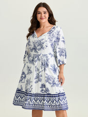 Rayon Gathered Lined Pockets Mini Dress
