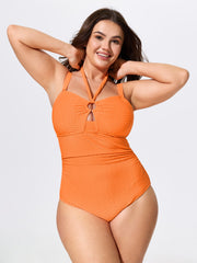Cut-Out Halter Neckline One-Piece Swim