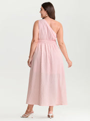 One-Shoulder Pleated Waist Maxi Dress