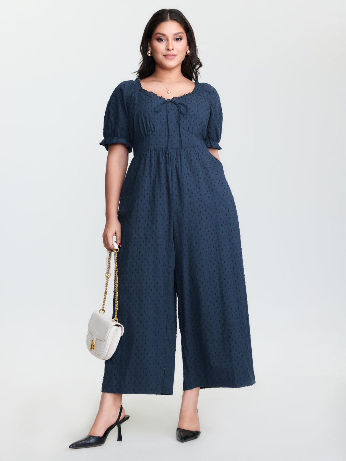 Pure Cotton Textured Pockets Jumpsuit