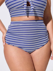 Striped Print High Waisted Swim Bottoms