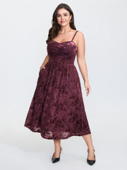 Velvet Laser Cut Sleeveless Midi Dress