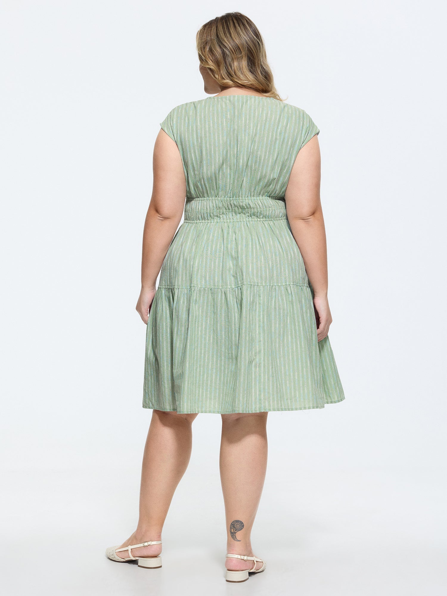Striped Print Bow-Tie Waist Mini Dress