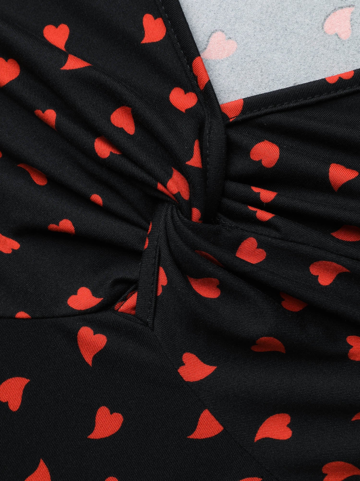 Heart Print Ruched Bust Stretchy Top