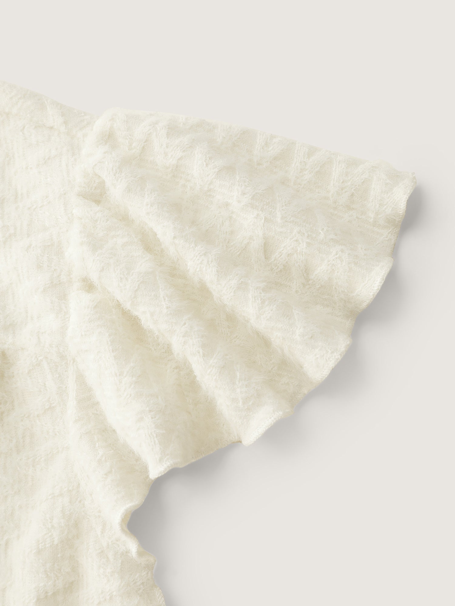 Textured Button Detail Ruffled Sleeve T-Shirt