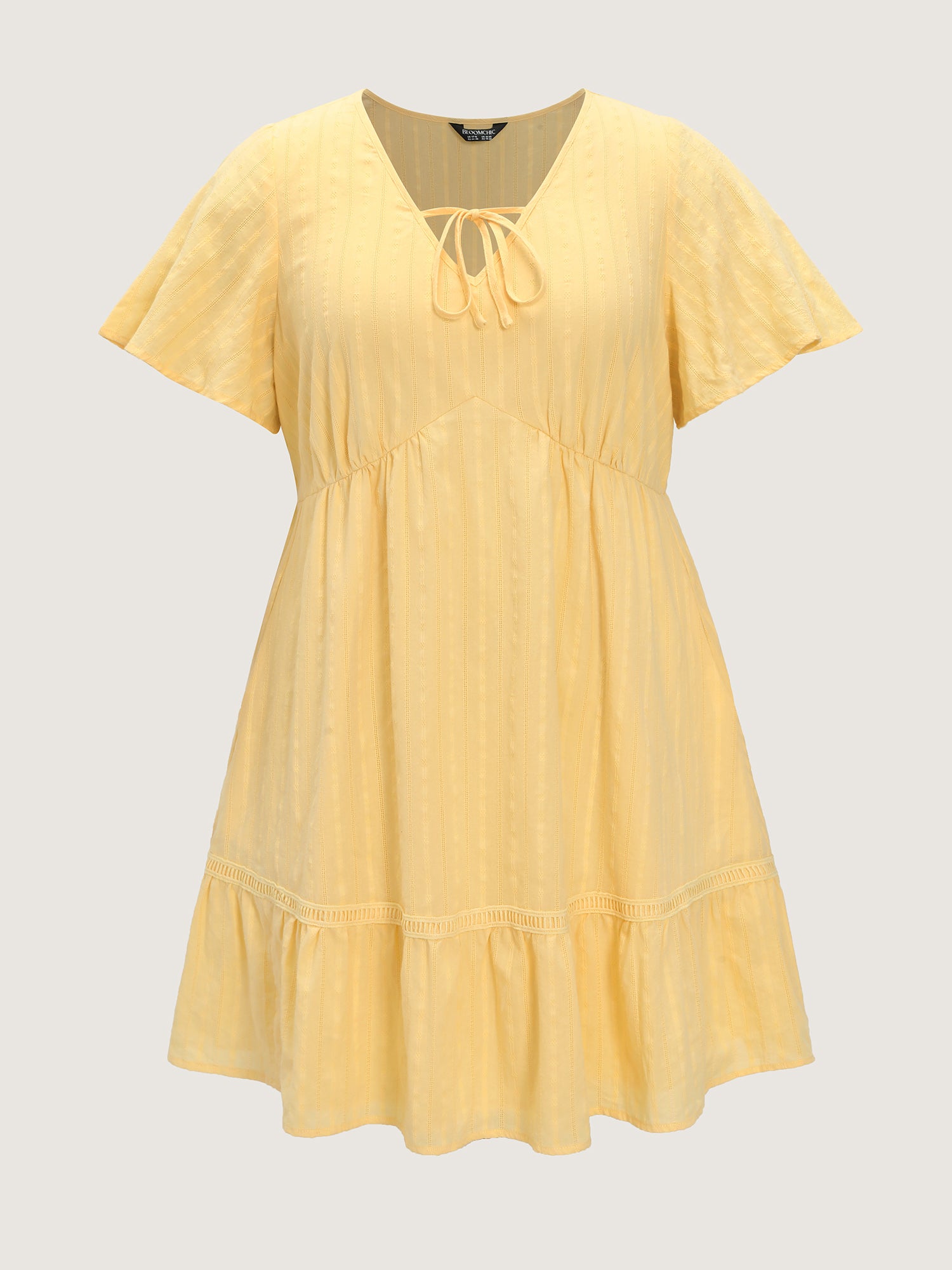 Cotton Sheer Lace Trim V-Neck Mini Dress