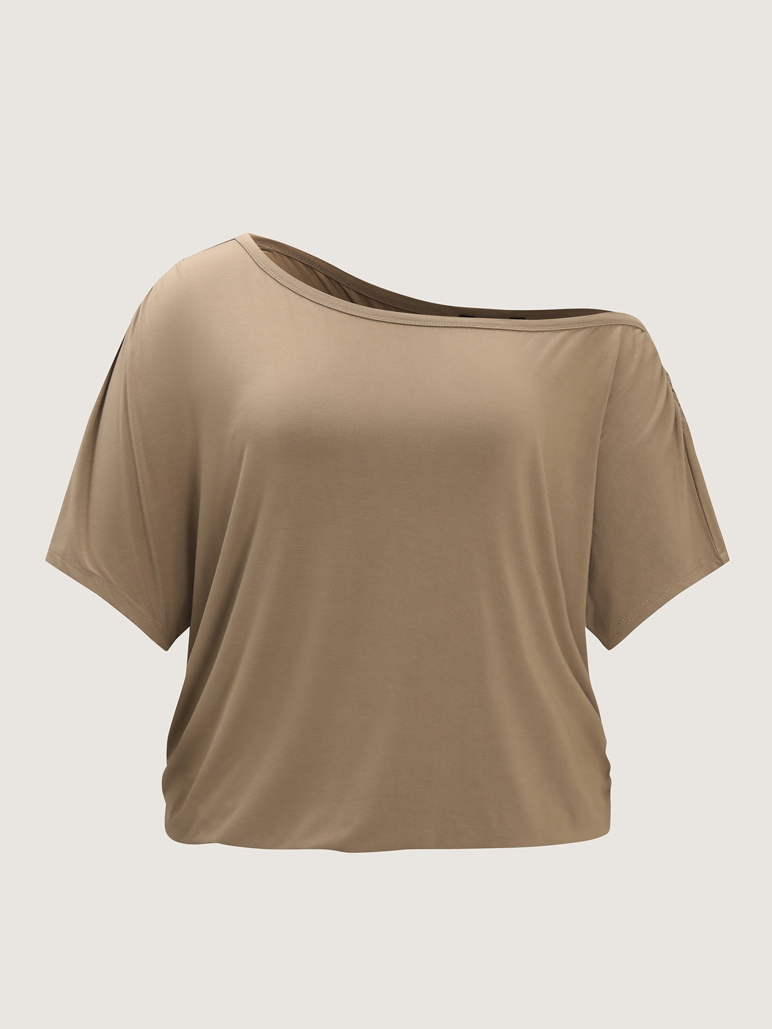 Supersoft One-Shoulder Draped Plain Knit Top