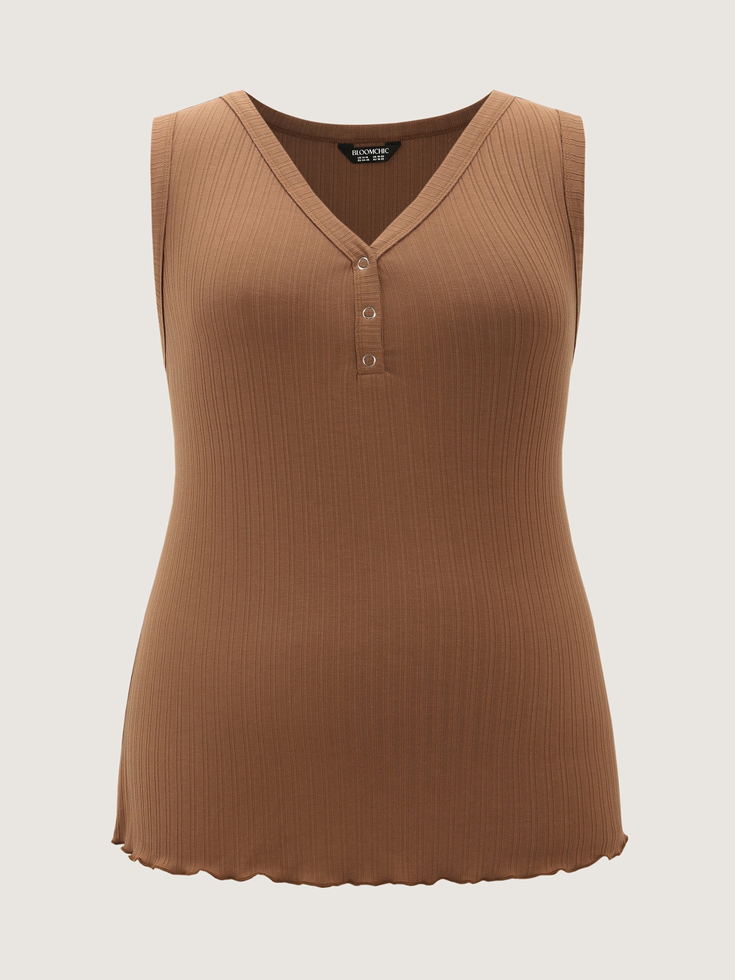 Stretchy Ribbed V-Neck Fitted Tank Top