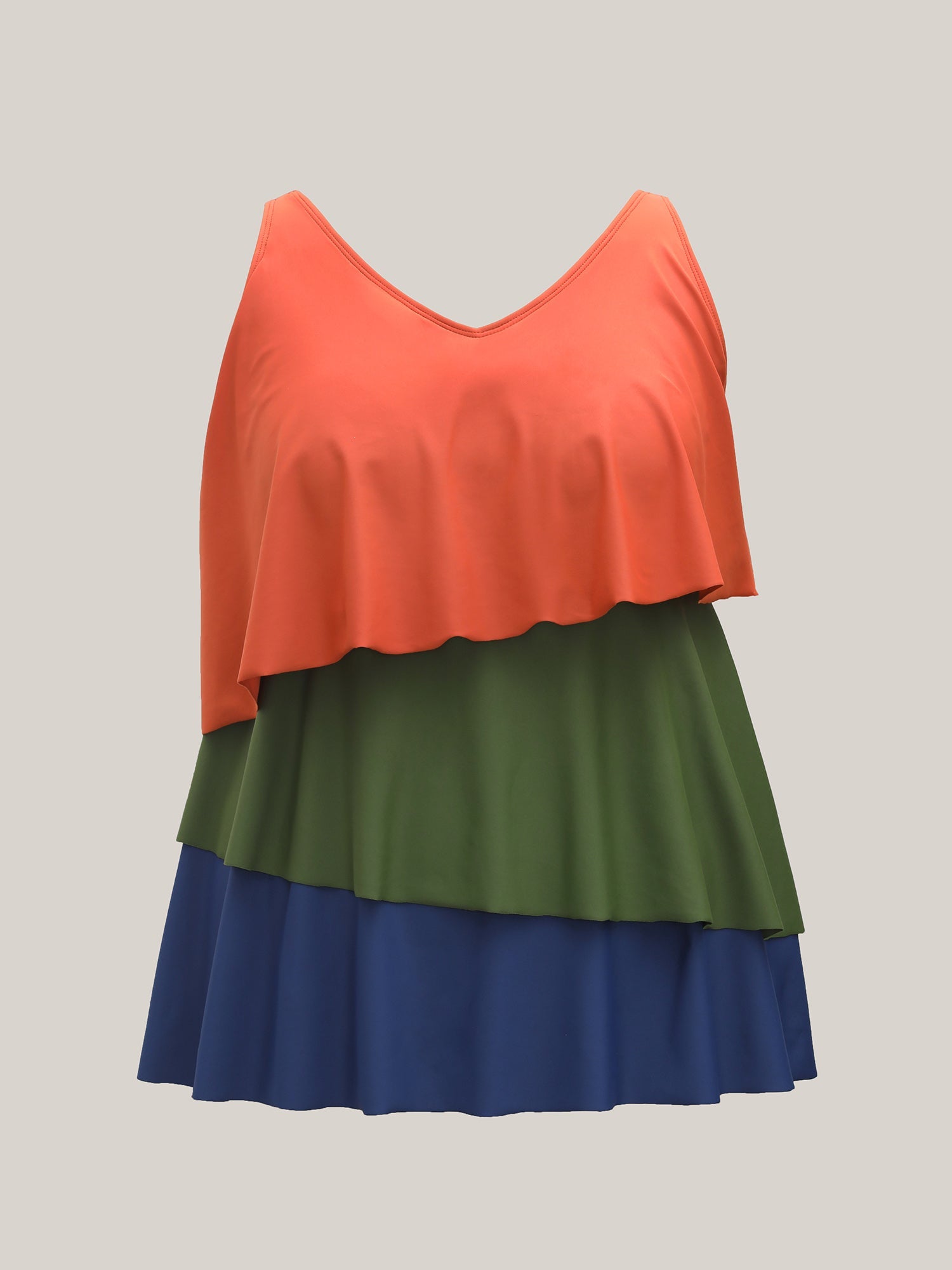 Color Block Asymmetrical Hem Swim Top
