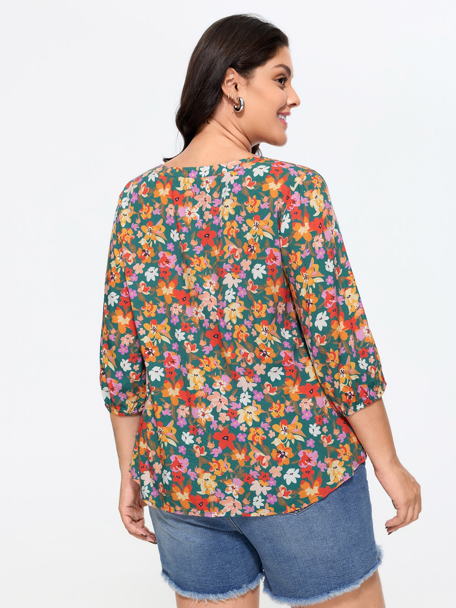 Supersoft Floral Print Tassel Neckline Blouse