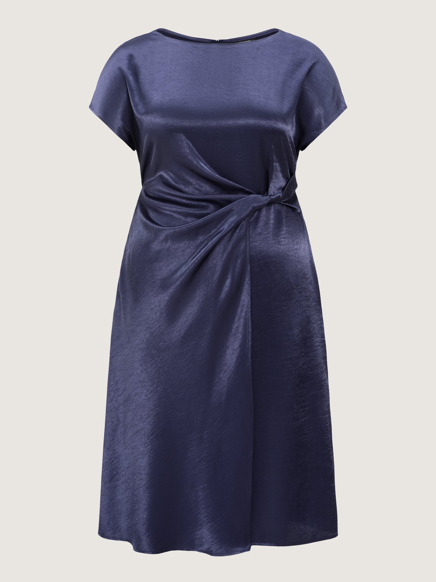 Sleek Satin Draped Waist Midi Dress