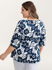 Floral Print Waist-Tie Blouse