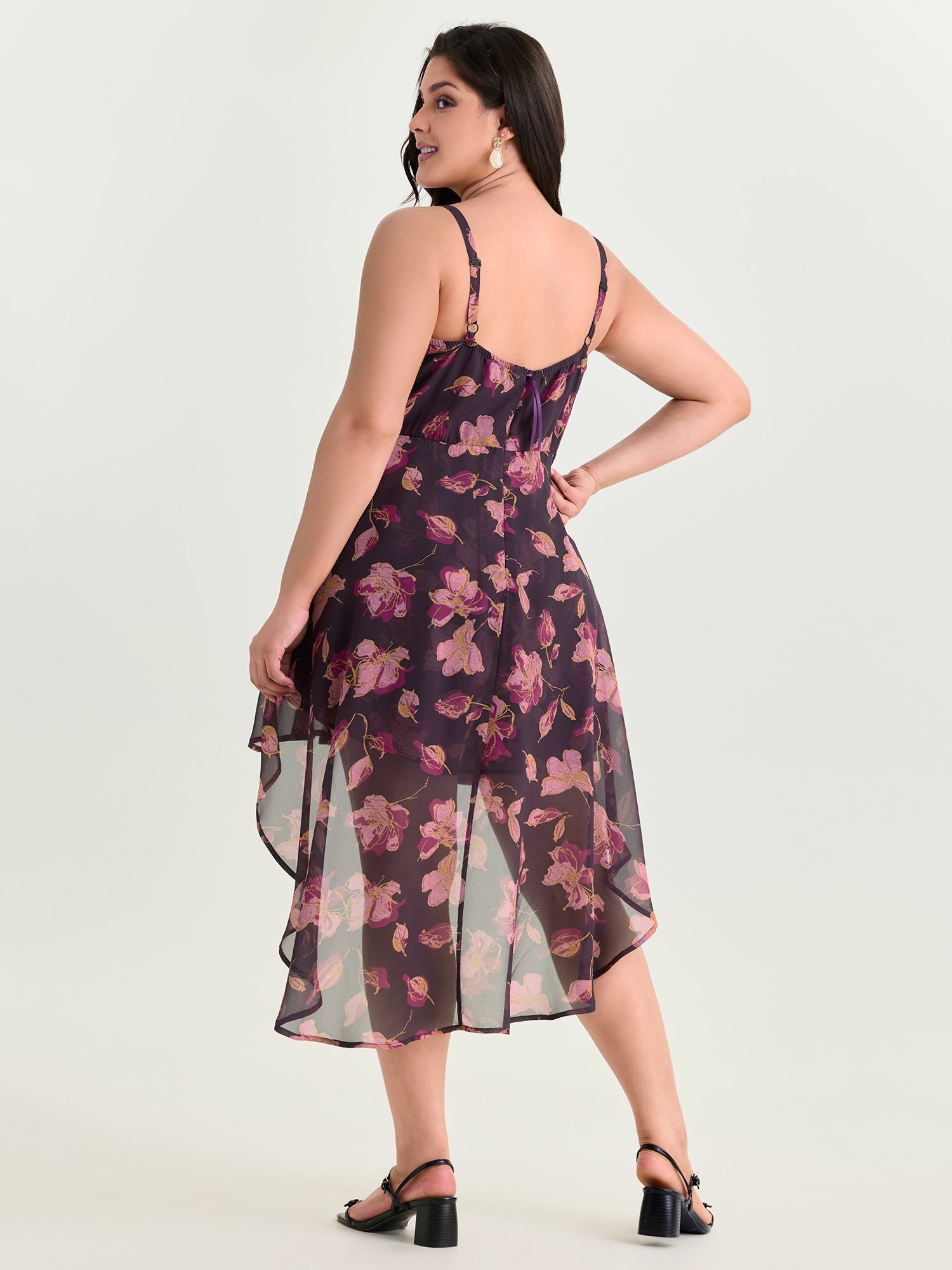 Floral Print High Low Hem Romper