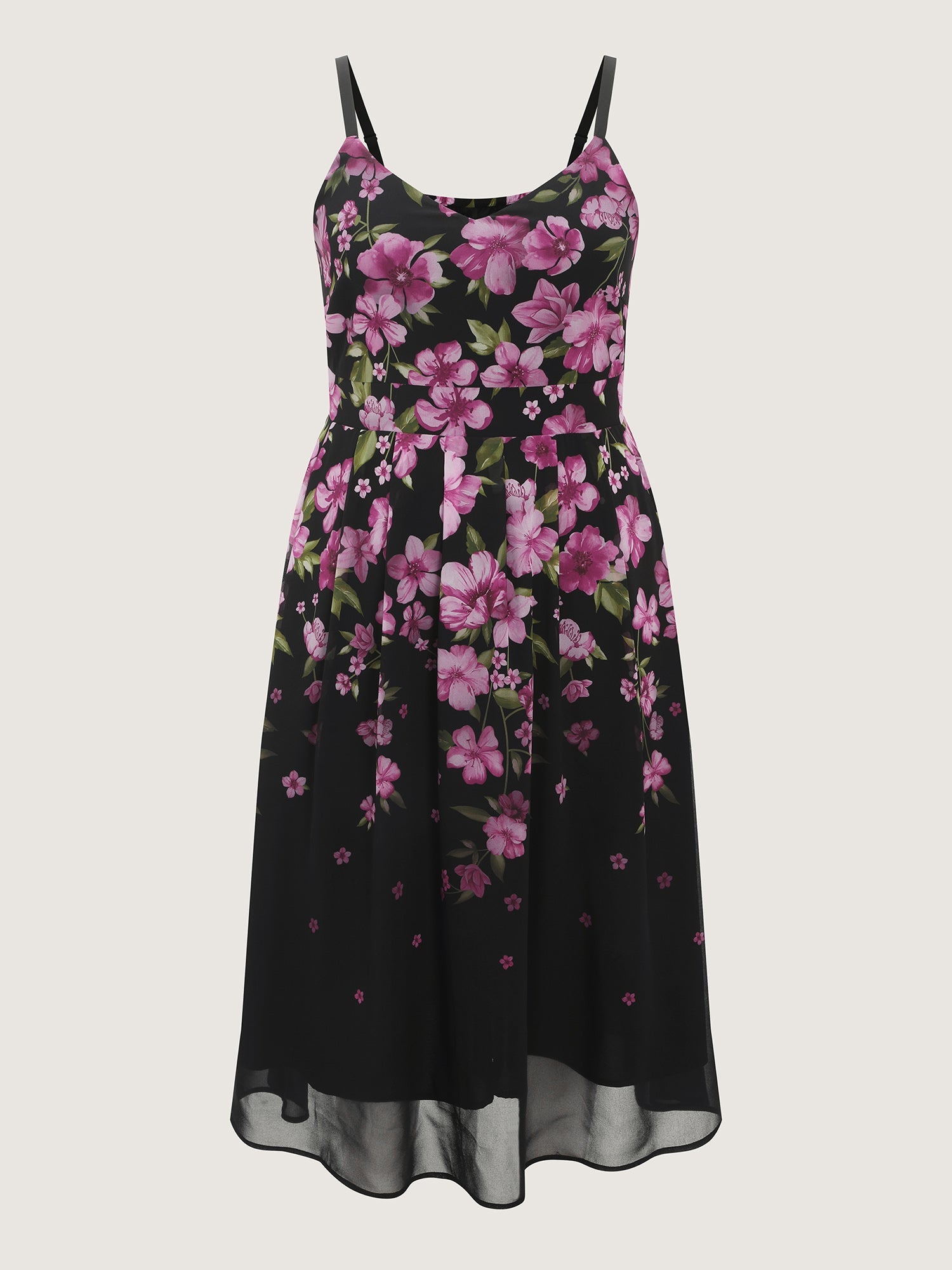 Sweet Floral Print Shirred Cami Midi Dress