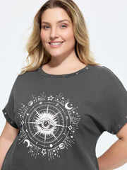 Cotton Astrological Print Relaxed-Fit T-Shirt