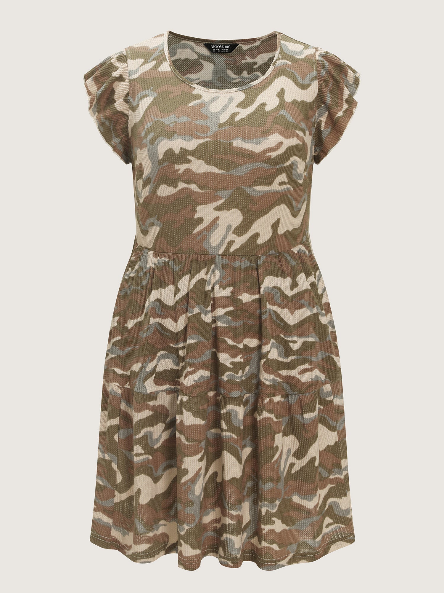 Camouflage Print Cap Sleeve Mini Dress