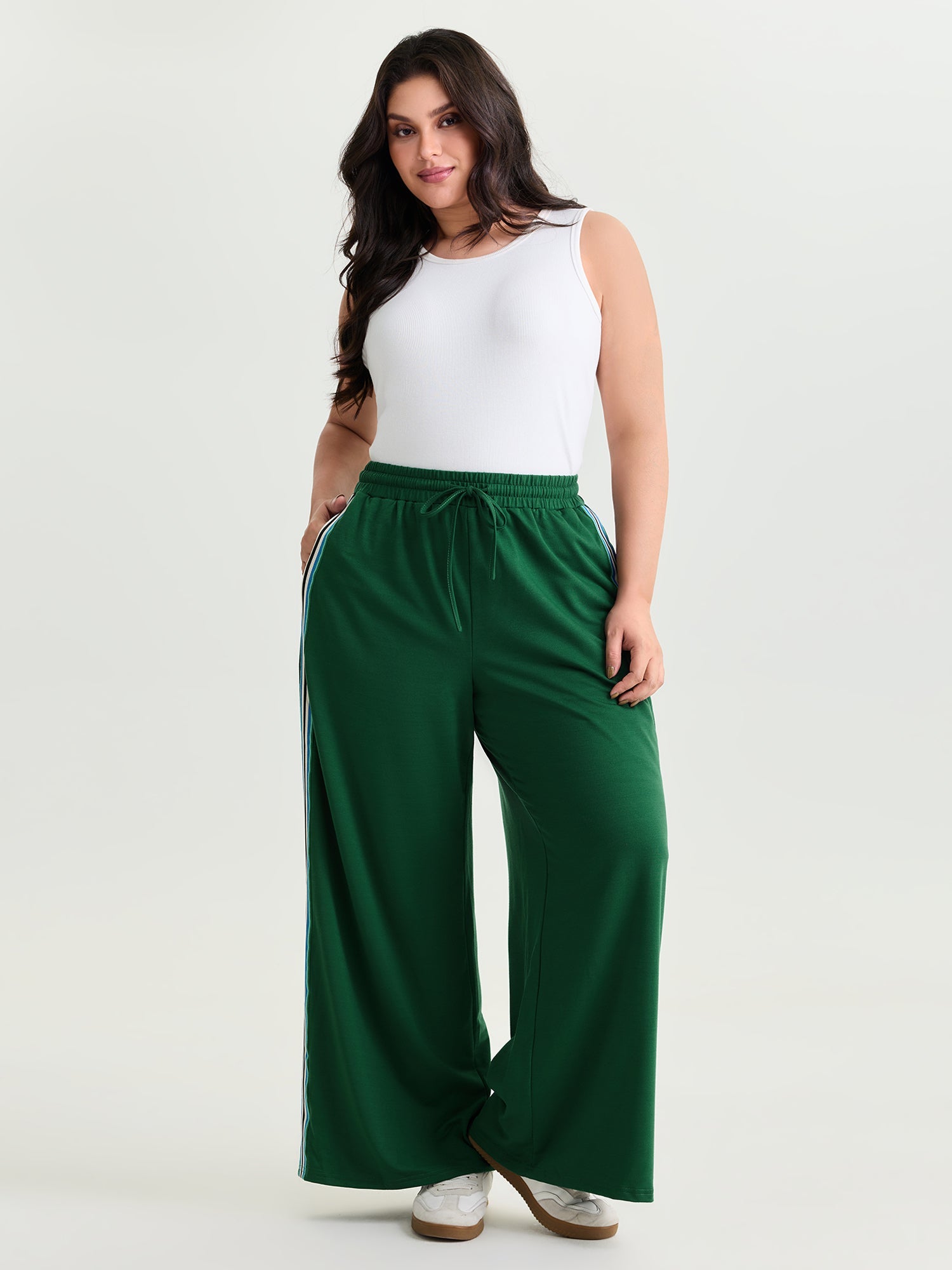 Side Striped Stretchy Waist Track Pants