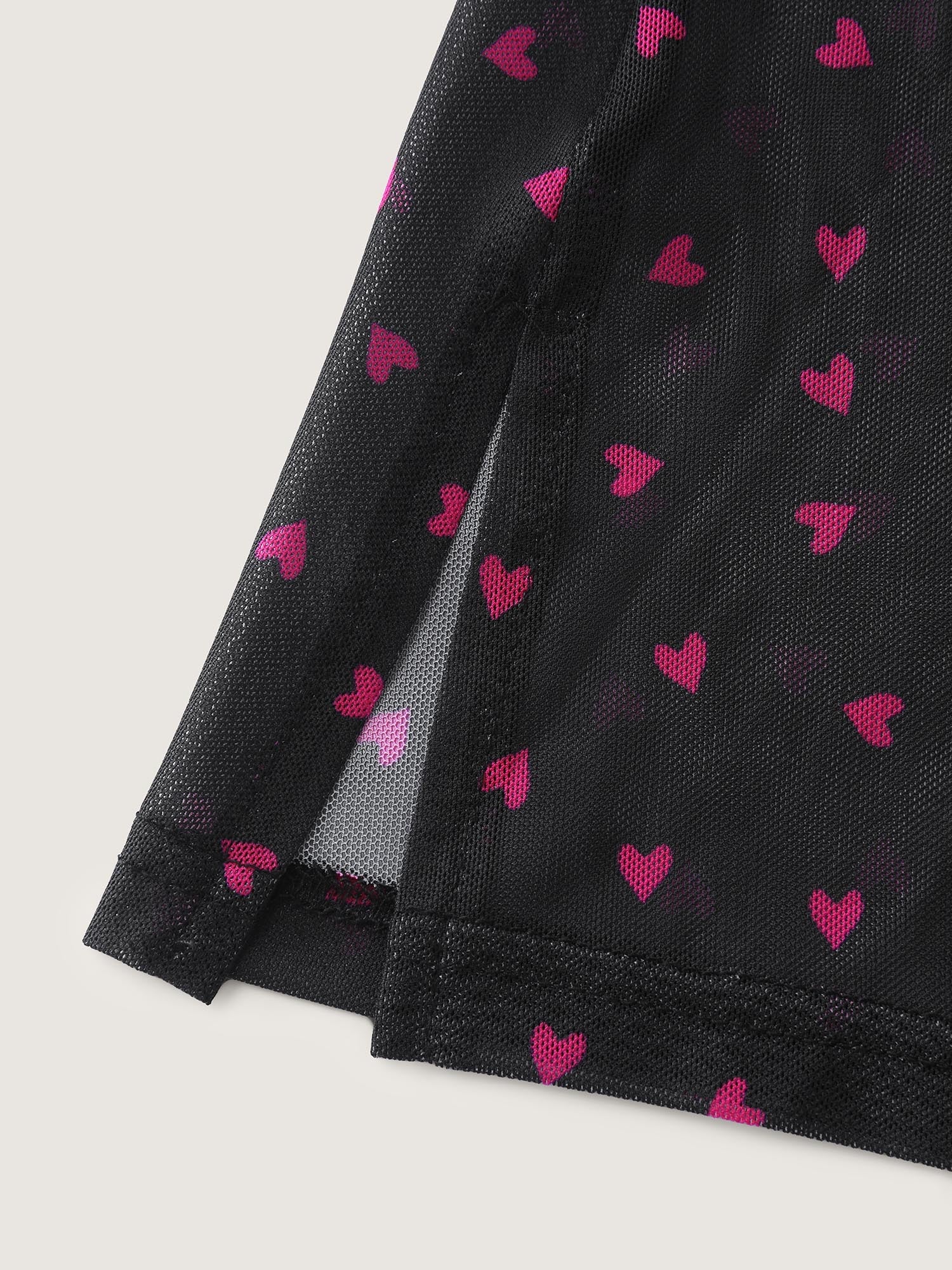 Sweetheart Print Sheer Crisscross Neckline Nightgown