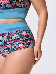Floral Print Color Contrast Bikini Bottoms