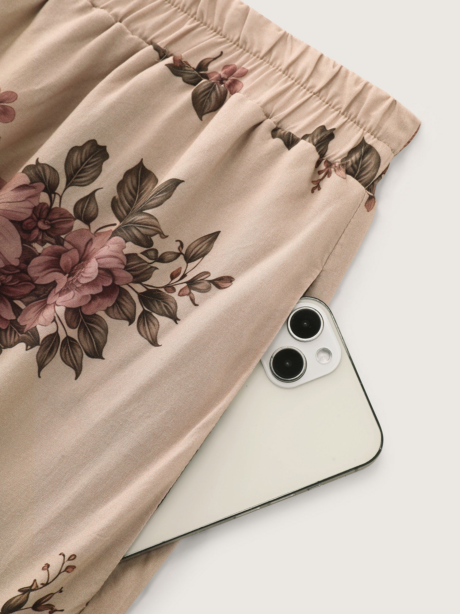 Floral Print Tiered Lace Trim Pants