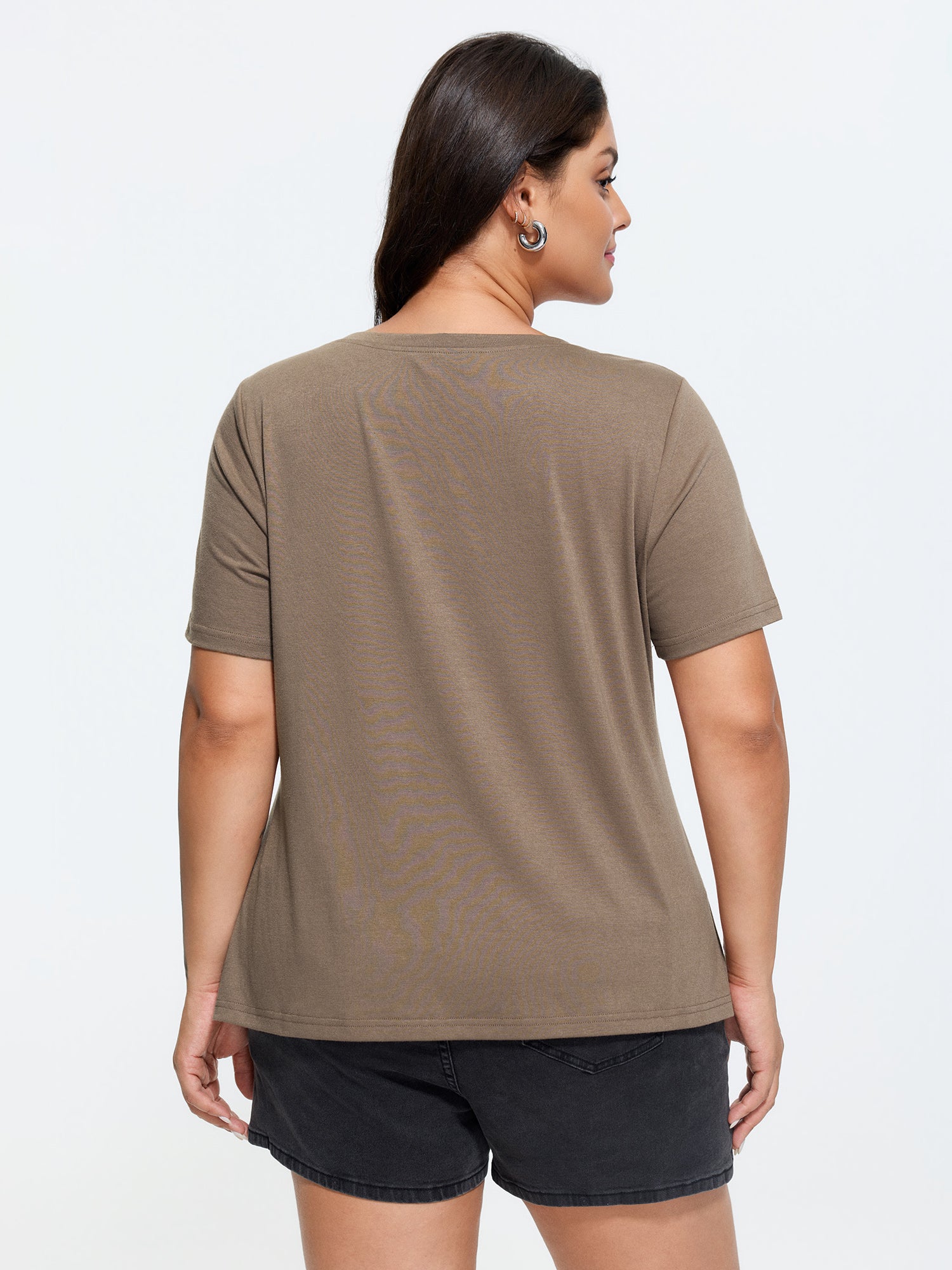 Supersoft Geometric Print Round Neck Long T-Shirt
