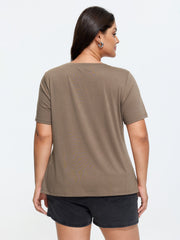 Supersoft Geometric Print Round Neck Long T-Shirt