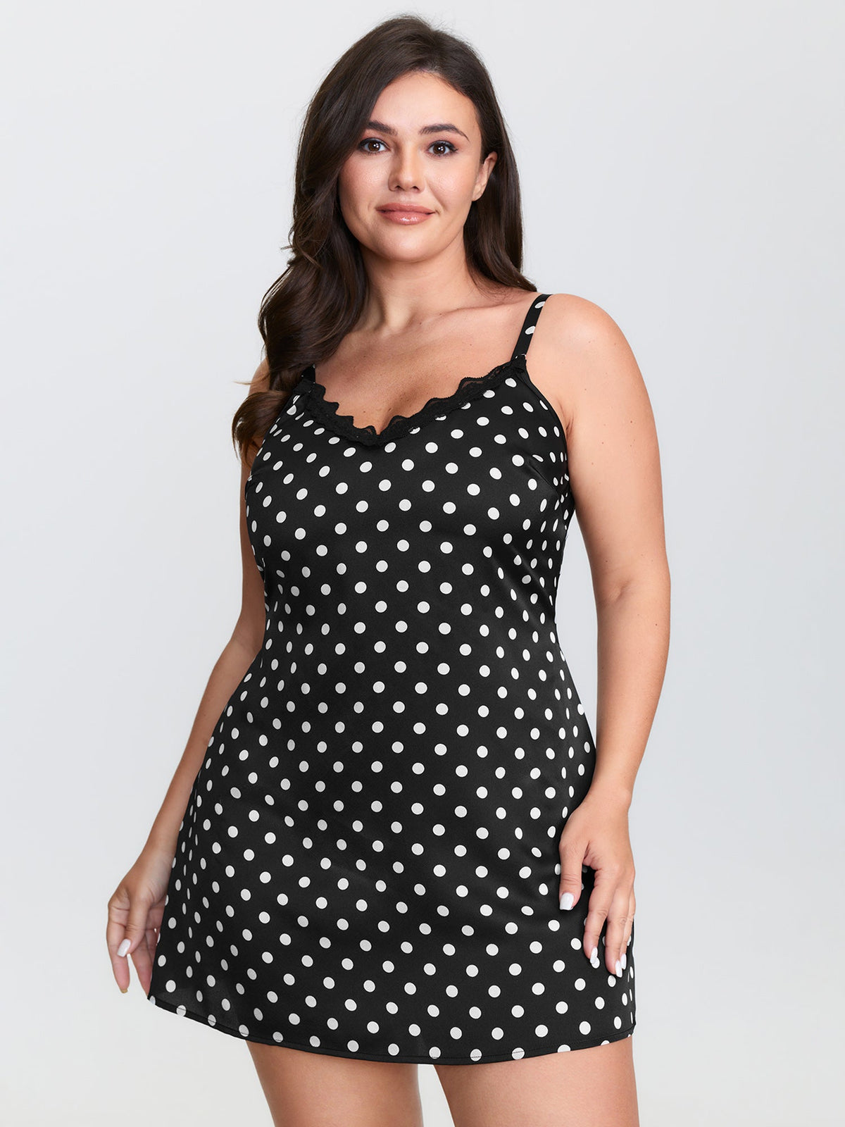 Polka Dot Charm V-Neckline Nightgown