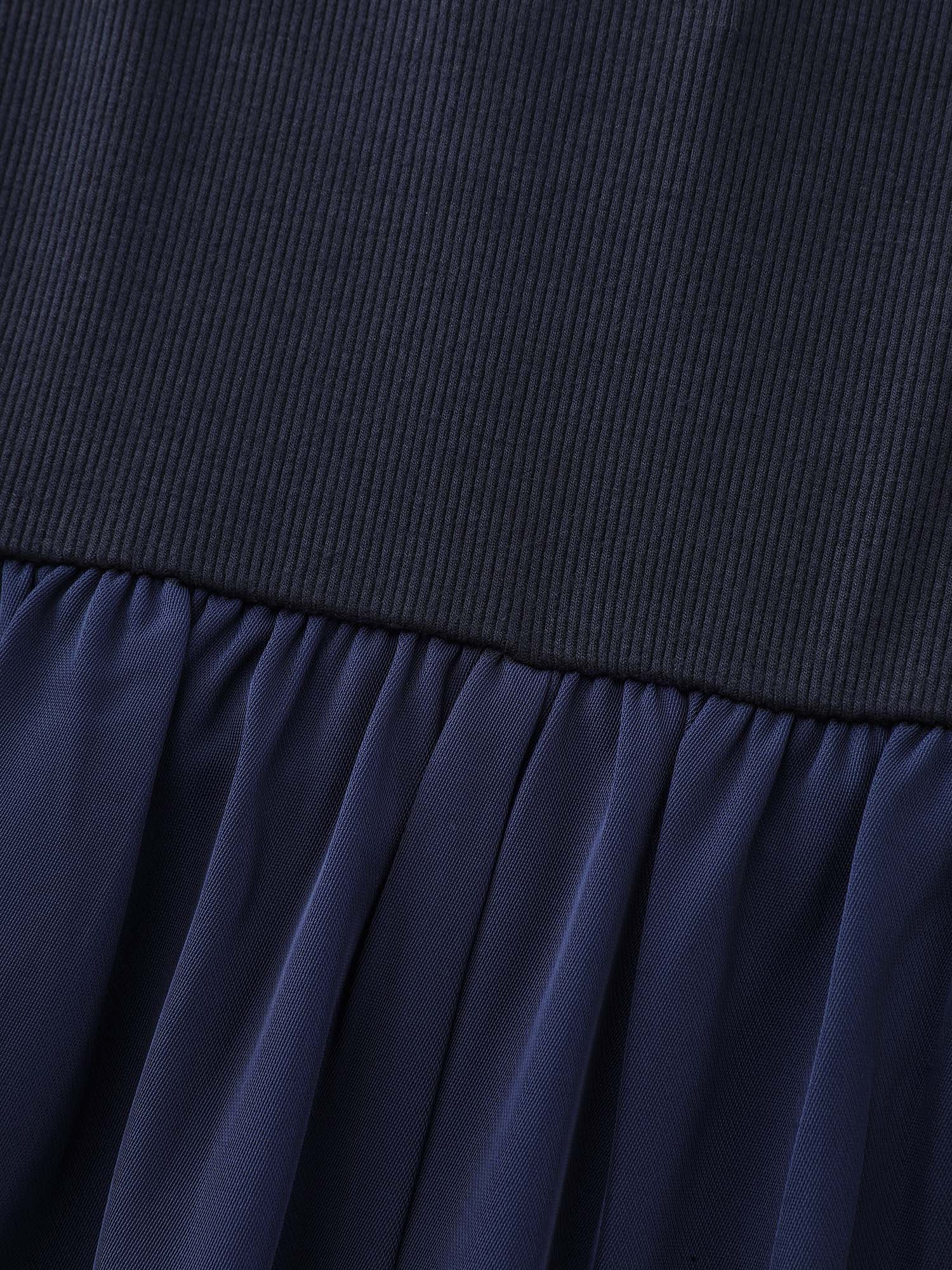 Half Button Placket Round Neck Midi Dress