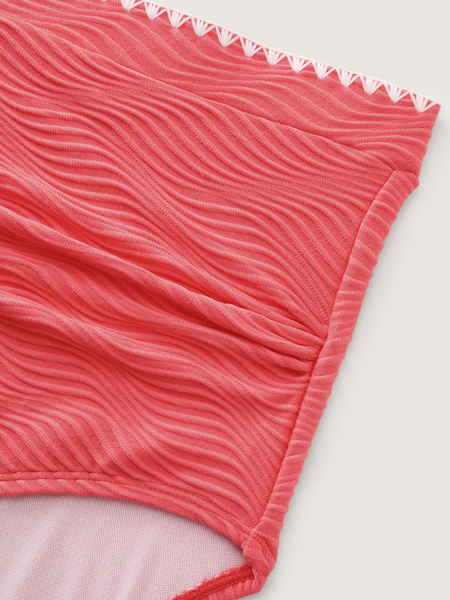 Textured Embroidered High Waisted Swim Bottoms