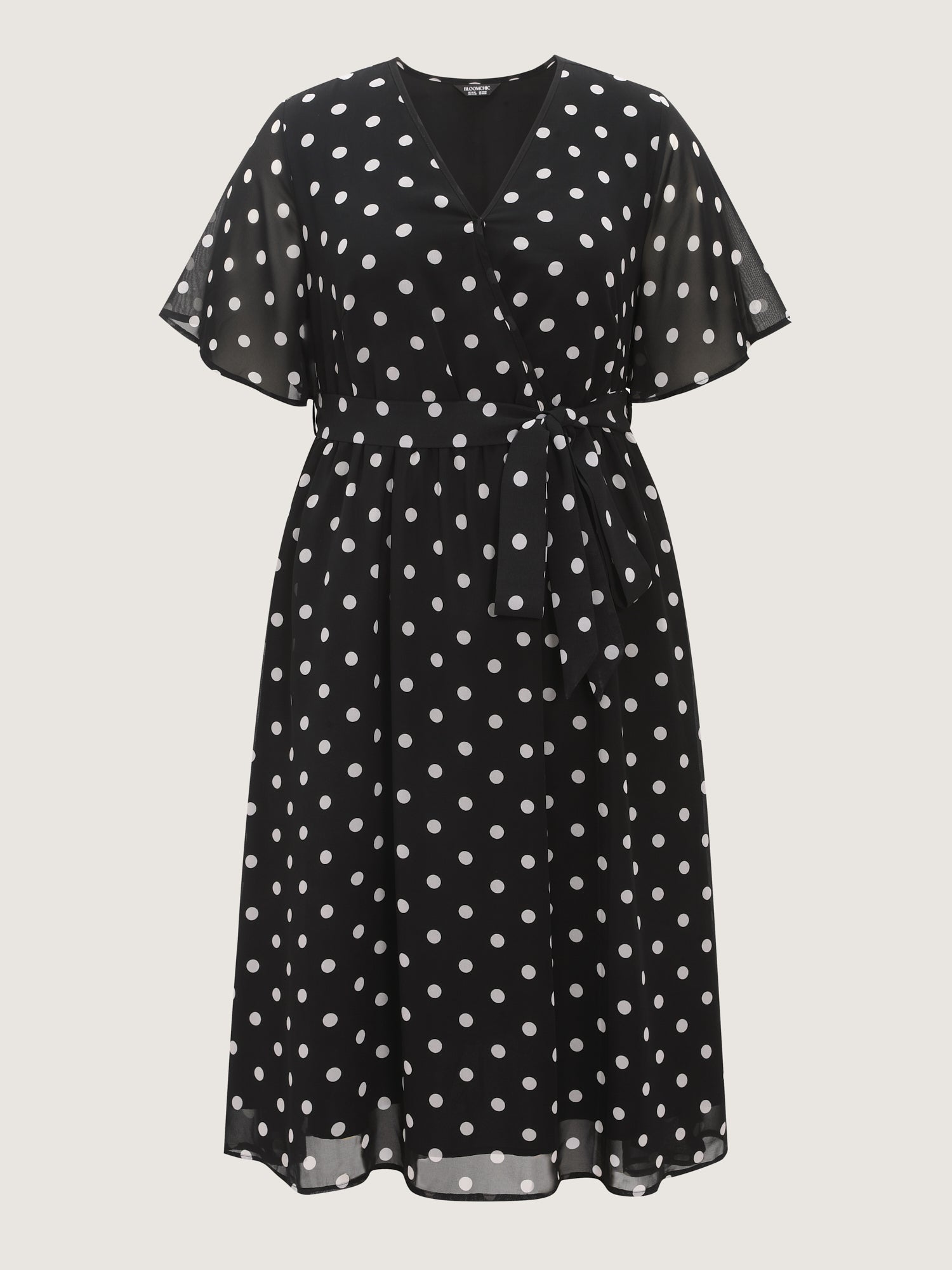 Polka Dots Print Pockets Midi Dress