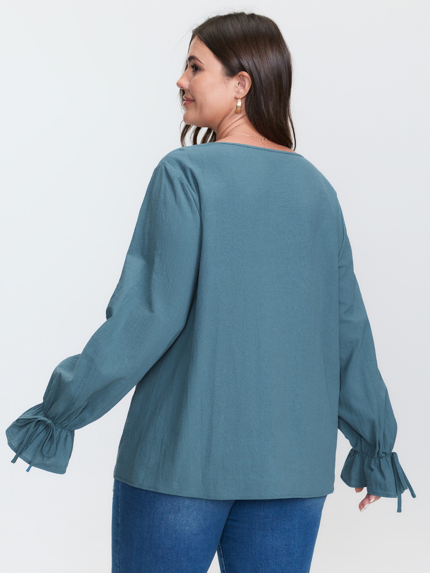 Pure Cotton Toothpick Pleat Tie Blouse
