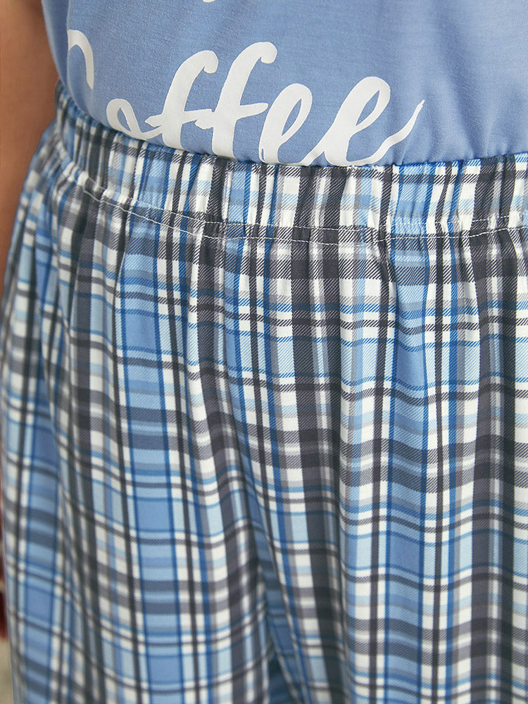 Plaid Print Pocket Elastic Waist Pajama Pants
