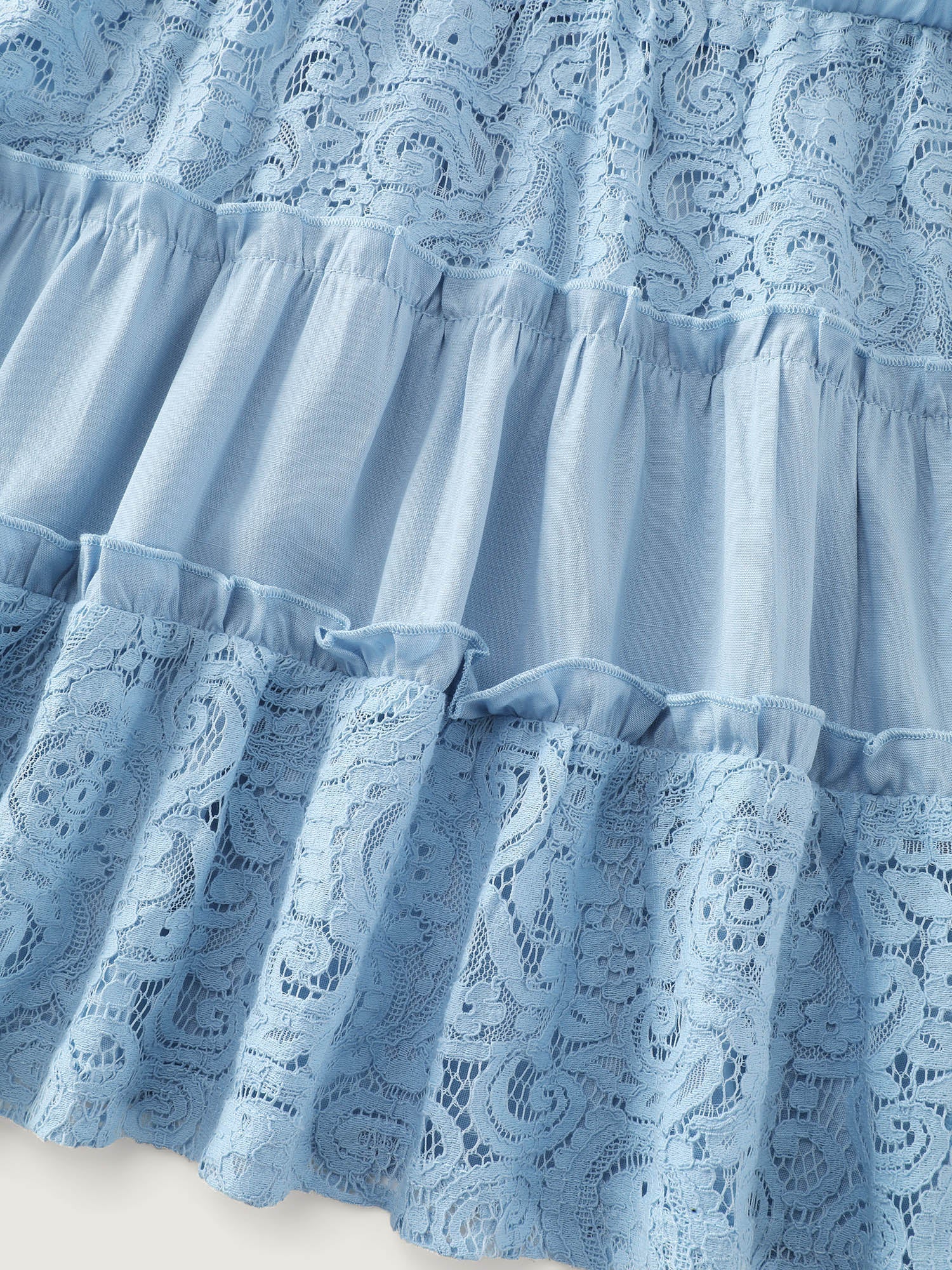 Lace Trim Ruffle Tie Front Midi Dress