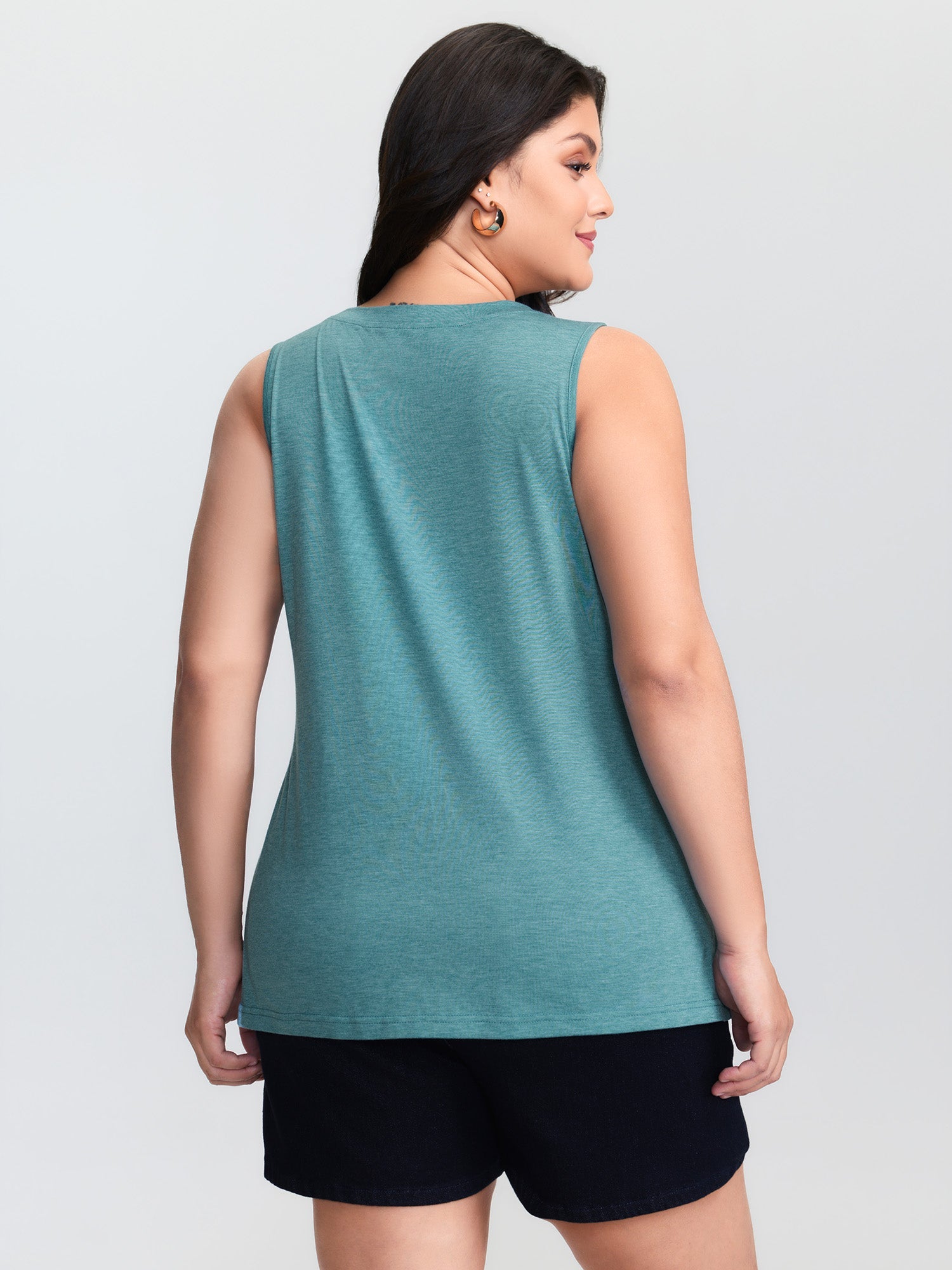 Supersoft Keyhole Neckline Plain Tank Top