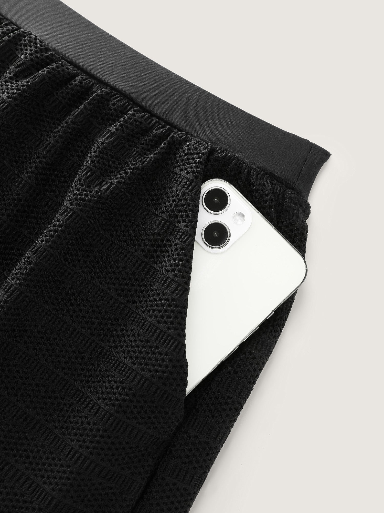 Textured Pocket High-Waisted Swim Shorts