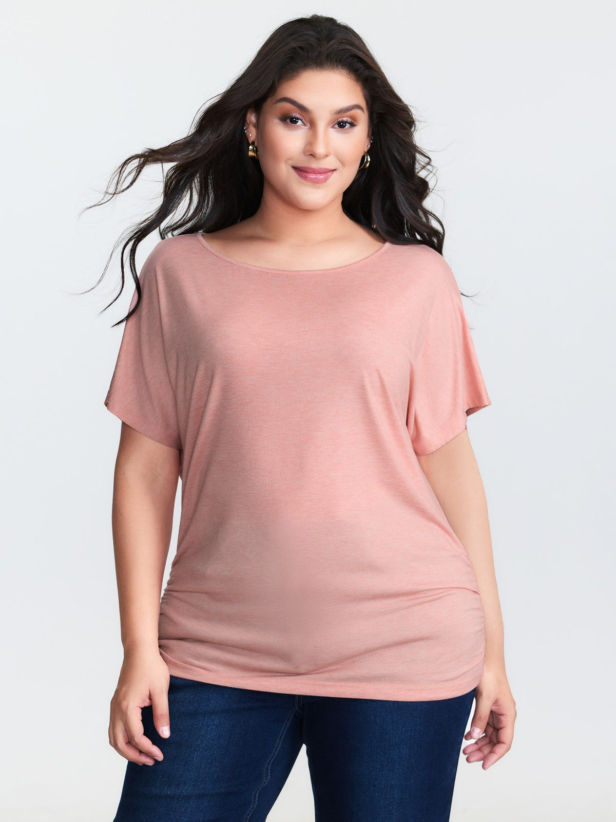 Supersoft Stretchy Ruched Hip-Coverage T-Shirt