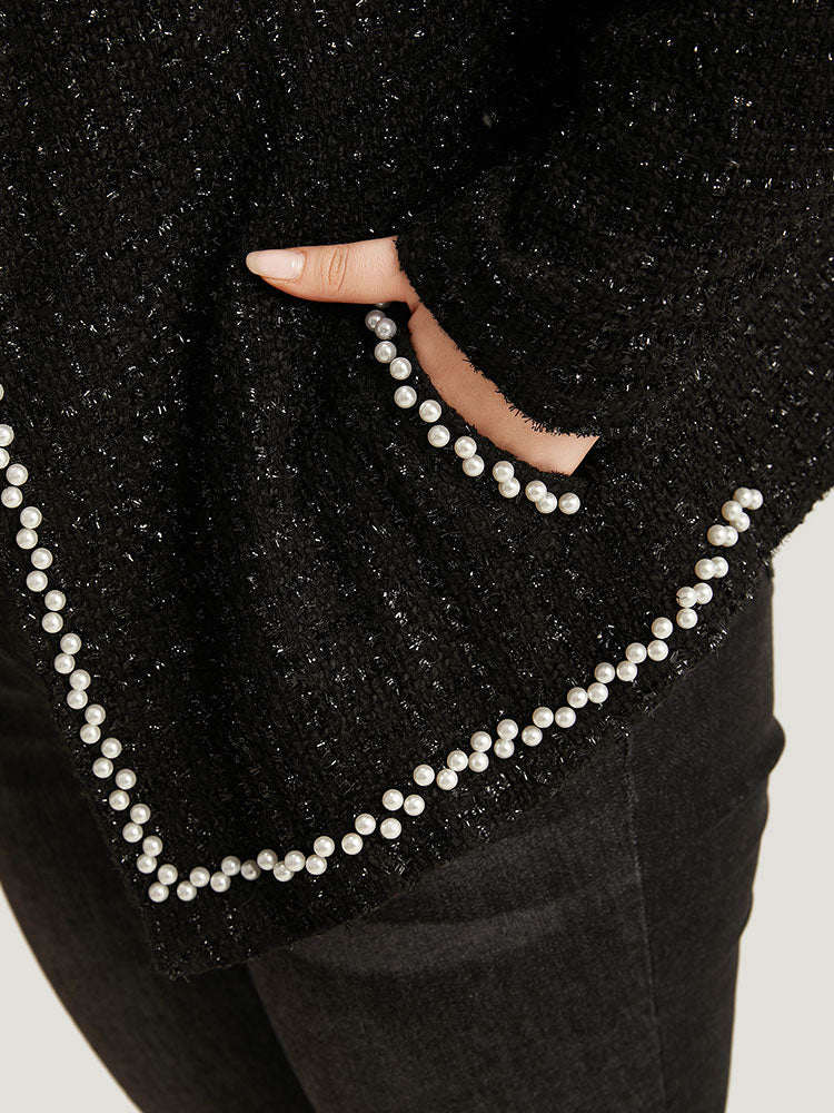 Pearl Tweed Beaded Texture Pocket Blazer