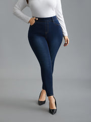 Elastic Waist Mid Rise Skinny Jeans