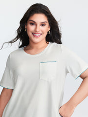 Cotton Stretchy Colorful Tassels Round Neck T-Shirt