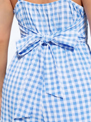Checkered Print Back Bow-Tie Jumpsuit