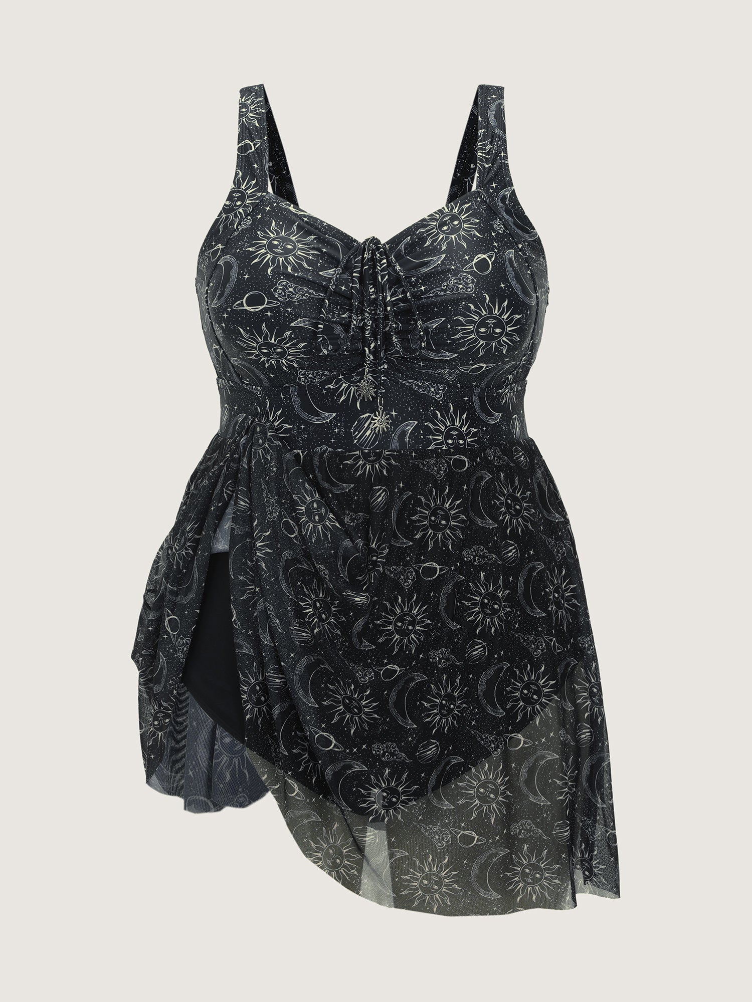 Moon Print Fit And Flare Swim Dress