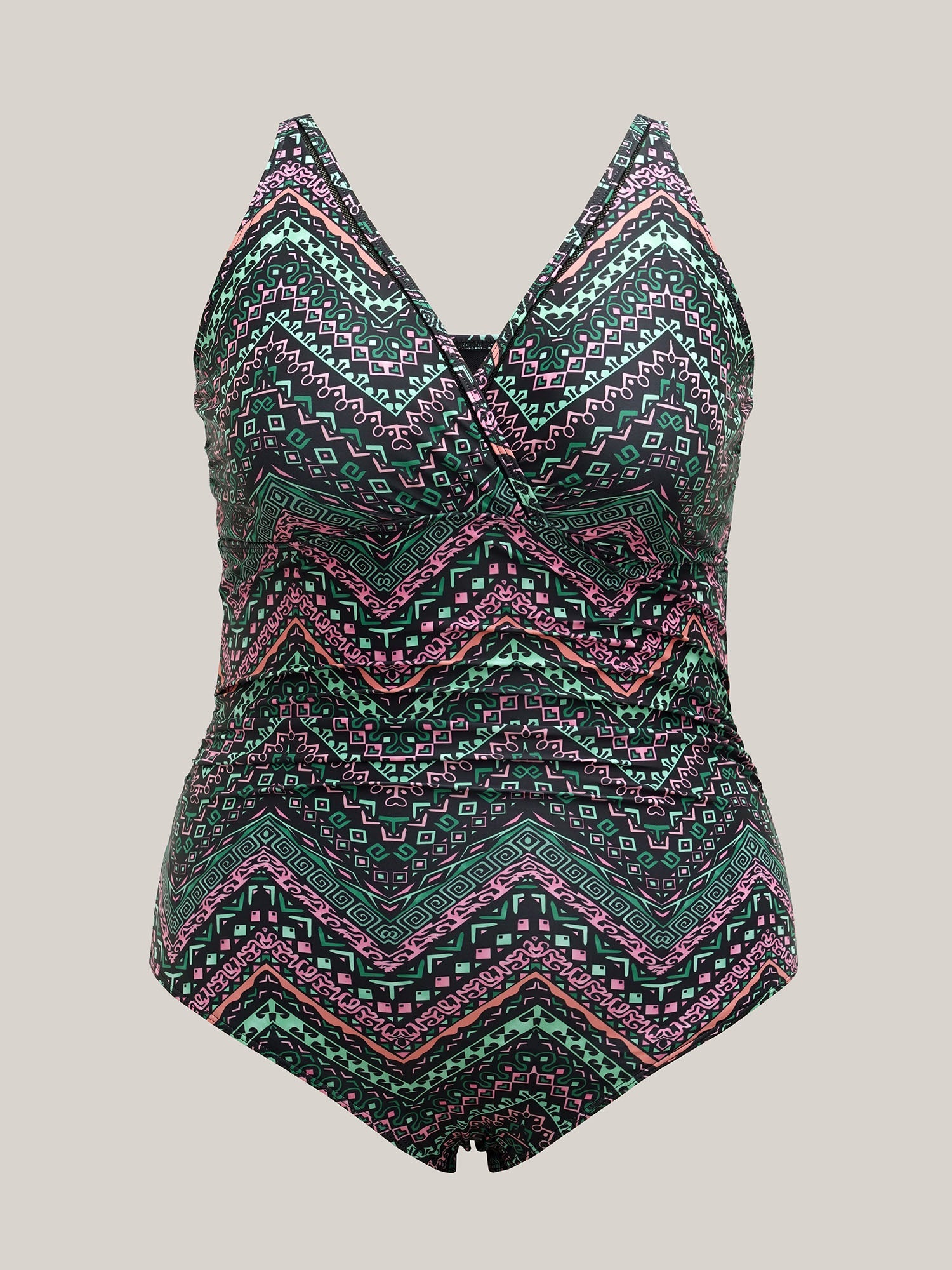 Boho Print Webbed Ruched One-Piece Swimsuit