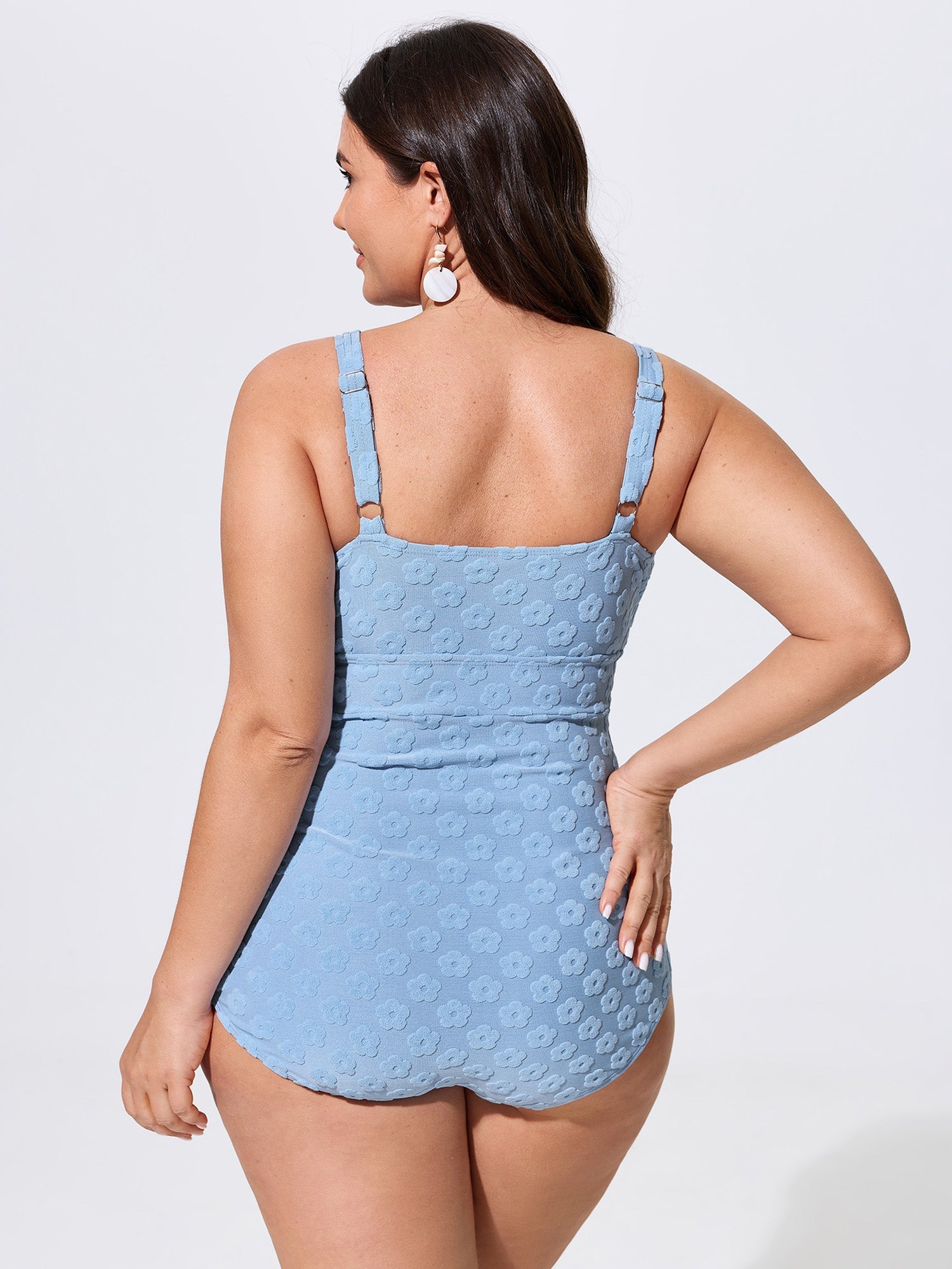 Textured Cut-Out Neckline One-Piece Swim