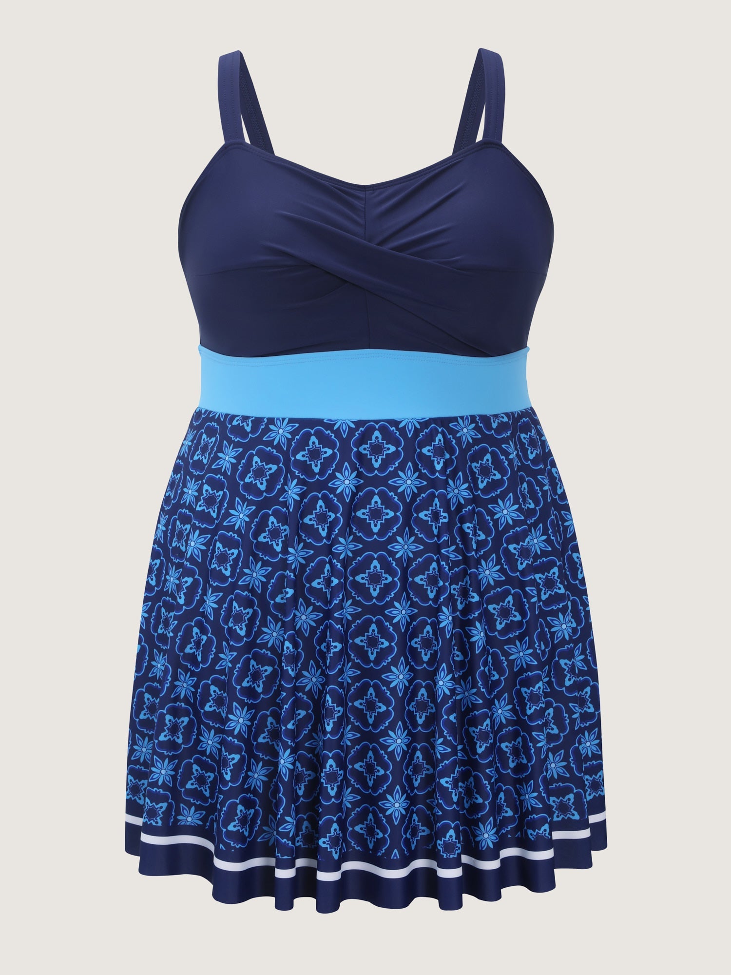 Anti-Float Tie Geometric Print Swim Dress